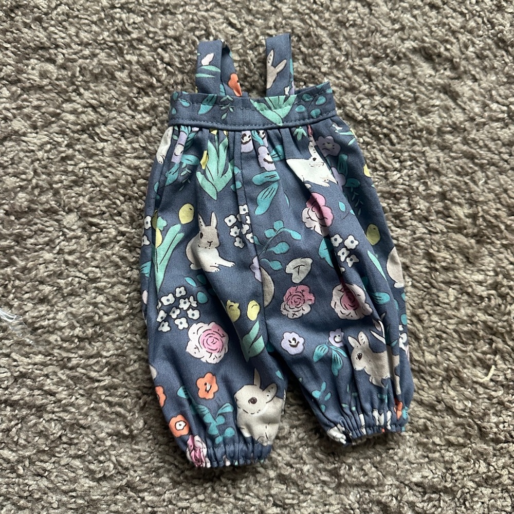 Bunny Print Hazel Village Doll Overalls